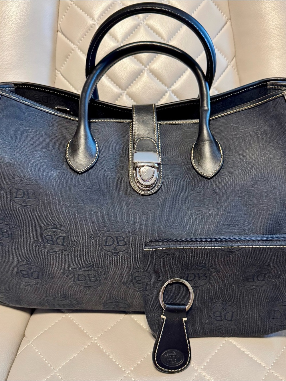 Dooney & Bourke Black Monogram Tote with Matching Pouch
